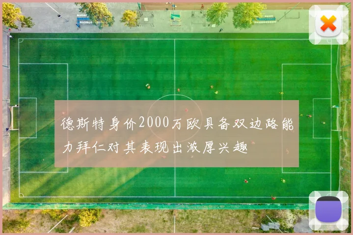 德斯特身价2000万欧具备双边路能力拜仁对其表现出浓厚兴趣